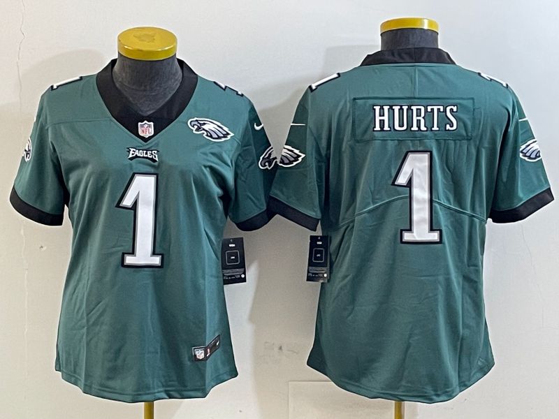 Youth Philadelphia Eagles #1 Hurts Green 2025 Nike Vapor Limited NFL Jersey style 3